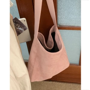 Trendy Large Capacity Suede Womens Tote Bag 2024 New Style Versatile Underarm Bucket Bag Casual Single Shoulder Bag