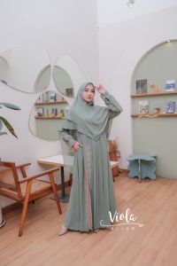 ELMIRA SET SYARI ORY VIOLA HIJAB/GAMIS SET HIJAB SYARI CERUTTY BABYDOLL FULL FURING BY VIOLA