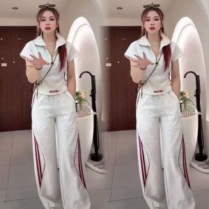 QIAOXIZI | Large Size Fashionable Sport Set Spacious and Slender Straight Trousers