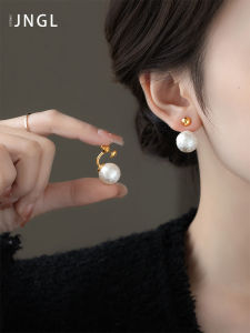 French Textured Cotton Pearl Earrings Womens Unique Design Fashionable Elegant Versatile Ear Jewelry Crystal Rhinestone