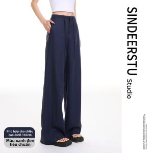 SUHUIQIAN | Quần Tây Mỏng Cotton Linen và Lyocell Dáng Thẳng