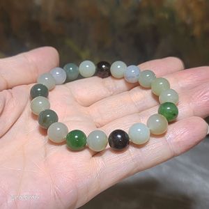 Premium 9.8mm Nephrite multicolor Jade bracelet (with certificate)