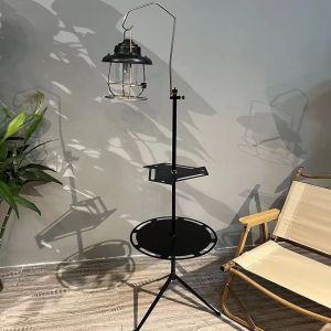 มัลติฟังก์ชั่กลางแจ้งสก์ท็อปยึดอุปกรณ์ตั้งแคมป์อลูมิเนียมชั้นเสียบ/สก์ท็อปแบบ Dual-วัตถุประสงค์บาร์บีคิวโคมไฟแร็ค