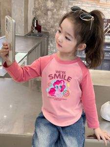 Áo Thun Dài Tay Thời Trang Cho Bé Gái Mùa Xuân Thu Mới Về in Họa Tiết Hoạt Hình Cổ Tròn Cotton Co Giãn Thoải Mái