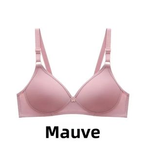 Comfortable Thin No Steel Ring Womens Bra Smooth Seamless Nylon Fabric Breathable Gathered Chest for Middle-Aged Women