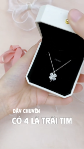 Dây chuyền bạc nữ HELINO Cỏ Bốn Lá Đính Đá Trái Tim Trang sức lấp lánh C59