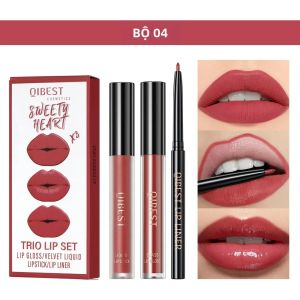 Oreadex | Bộ Son Lì Và Chì Kẻ Môi 3 Món Màu Nude Đen Đỏ Nhung Lâu Trôi Dưỡng Ẩm Son Bóng Nhung Bộ Mỹ Phẩm