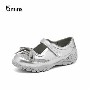 15MINS | Sport Versatile Silver Round Toe Fall Ladies Single Shoes