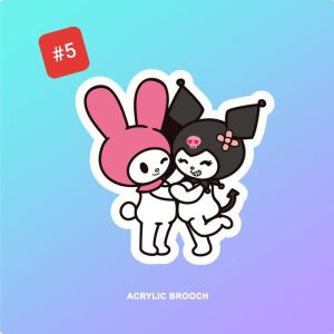 美乐蒂库洛米亚克力胸针 包包笔盒服饰背包书包配饰挂件可爱卡通别针徽章 Melody Kuromi Brooch Acrylic Badge Pin School Pencil Bag Diy Decoration Kerongsang Budak Hiasan Beg Children Cute Brooch Kids Jewelry Gift for Girls XZ20
