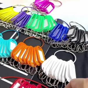 OMUDA | 10-100PCS Mixed Colors Plastic Key Tags with Card Labels Luggage Number Tags for DIY Keychain Kit Organization