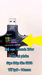 Bộ Sạc Nhanh 20W PD chân tròn EU Type-C to LN Cho 8-14 p r - An Toàn Hiệu Quả Không Nóng Máy