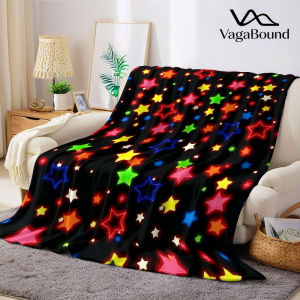 Neon Star Flannel Blanket Warm Soft Halloween Christmas Decorative Couch Warm Cozy All-Season Gift
