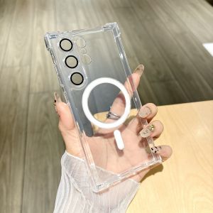 For Magsafe Clear Shockproof Silicone Case For Samsung Galaxy S25 S24 S23 Plus Ultra FE Magnetic Camera Protection Soft Cover