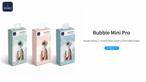 WiWU Wi-FS017 Bubble Pro Handheld Fan | 100° Foldable Portable Cooler 3 Speeds 1200mAh Battery Type-C