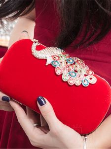 Velvet Phoenix Handbag Evening Clutch Diamond Embedded Womens Fashionable Ball Bag Stylish Handheld Bag for Young Ladies