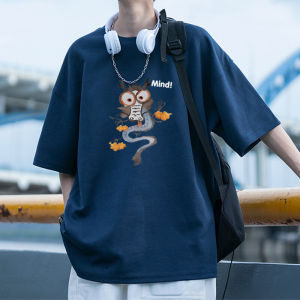 Áo Thun Cotton Tay Ngắn Mùa Hè Cho Nam Dáng Rộng Thoải Mái in Họa Tiết Động Vật Thời Trang Thường Ngày Mùa Hè 2024