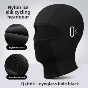 Outdoor Cycling Face Mask with Glasses Hole Ice Silk Breathable UV Protection Sunproof Head Cover for Motorcycle Riding