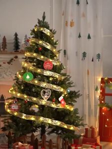 Christmas Ribbon Fairy Lights Decor for Christmas Tree Home Event Party Home Decoration
