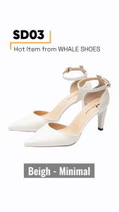 Giày cao gót slink back Whale Shoes (SD03) mũi nhọn 8cm có quai hậu da mềm êm đế chống trượt