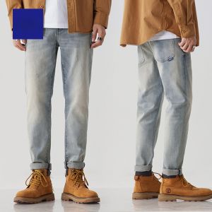 ROMON | Romon Mens Retro Thickened Denim Jeans Loose Straight Casual Long Trousers Autumn Winter Fashion Brand High Elasticity