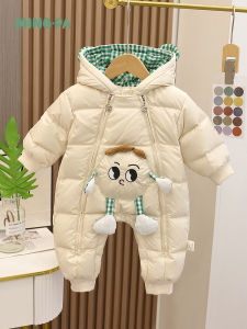 Thickened 90 down Baby Boy Girl Overall down Jacket Winter Outdoor Clothes Set for Crawling And Playing Female Model