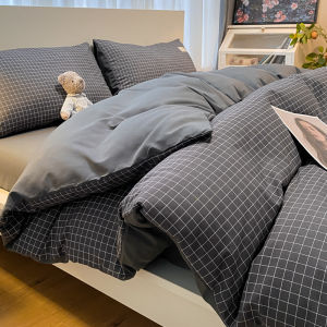 Simple Cotton Bedding Set 100% Pure Cotton Four-Piece Quilt Cover Sheet Protector Dormitory Bedding Comfortable Warmth Standard