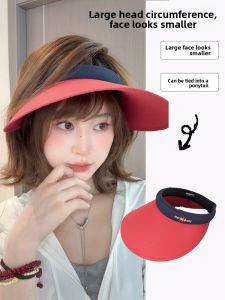 Red Outdoor Sports Cycling Hat Womens Summer Large Brim Face Slimming Sunshade Cap Casual Style Letter Pattern Travel Suitable