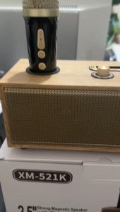 NEW XM-521K Strong Magnetic Bluetooth Speaker With Phone Holdersupport And 2 Pcs Wireless Microphone For Home KTV Karaoke
