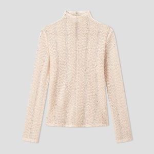 Early Autumn Lace Jacquard Half High Neck Inner Top