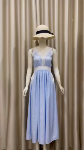 Đầm sọc viền trắng có túi