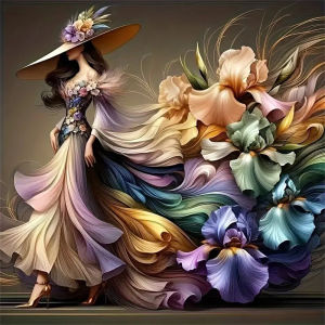 Momoart DIY Diamond Painting Arts Women Flower Full Square Diamond Embroidery Portrait Handmade Wall Decoration