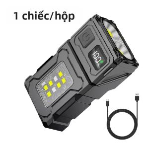 Đèn Pin LED Mini Cầm Tay Có Thể Sạc Lại Siêu Sáng Với Đèn COB Bên Cạnh Đèn Đuôi Khẩn Cấp Nam Châm Gắn Kèm Dùng Cho Cắm Trại Đi Bộ Đường Dài