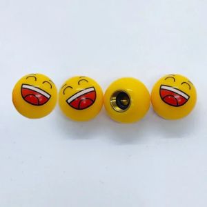 4 Cái/bộ Nắp Van Lốp Bằng Nhôm Hình Mặt Cười Dễ Thương Phù Hợp Cho Ô Tô Xe Tải Xe Máy - Phụ Kiện Bánh Xe Ô Tô