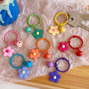 Ins nhỏ tươi móc chìa khóa màu hình hoa nhỏ chuông Móc chìa khóa màu kẹo Mặt dây chuyền vòng đeo chìa khoá túi Nữ Mặt Dây chuyền cho phụ nữ