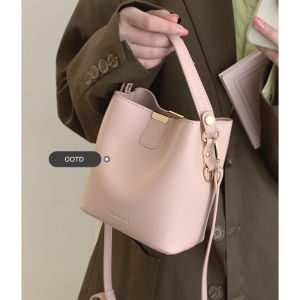 Pink Bucket Bag Womens Fashionable Spring Summer Handbag Shoulder Crossbody Bag Soft PU Leather Magnetic Buckle Closure