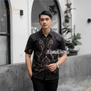 NEW MOTIF Hem Batik Warna Hitam Elegan Keren Bikin Pria Makin Percaya Diri. cocok buat seragam kuliah kantor kondangan dan sante