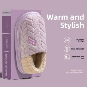 MONLEYTA | Thickened Cotton Slippers Womens Autumn Winter New Style Indoor Home Anti-slip Outdoor Wearable Warm Plush Postpartum Slippers