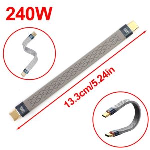 240W Fast-Charging Type-C Short Flat Soft Cable Dual Ended Data Cable 8K HD Video Transfer 40Gbps For Samsung Huawei Xiaomi