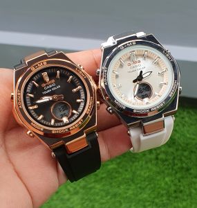 มาใหม่ !!!  นาฬิกาแข้อมือหญิง งานสวยสุดๆ หัวเหล็ก สายยาง สายเลส บอกเวลา 2 ระบบ ( พร้อมกล่อง )