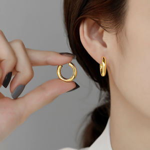 Elegant Simple 925 Sterling Silver Hoop Earrings Womens Fashion Jewelry Ear Cuff Trendy Design Minimalist Style Ear Jewelry