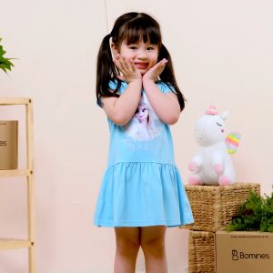 Váy bé gái công chúa Elsa BOMINES cotton thoáng mát đủ size cho bé 3- 10 tuổi 10- 30kg DTNELSANHIEUHINH