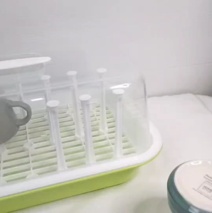 ที่คว่ำขวดนม 12 แท่ง ขนาด 11.5*16*7 นิ้ว ซม. คว่ำขวดนม/คว่ำแก้ว/คว่ำขวด/คว่ำจาน ฝาปิดป้องกันฝุ่นและแมลง