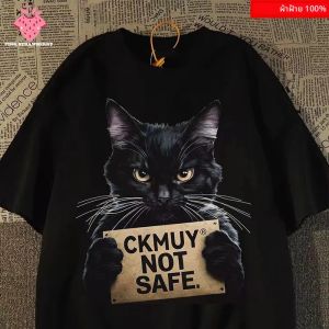 แมวตลกรูปแบบพิมพ์เสื้อยืดผู้ชายฤดูร้อน 2025 ใหม่ 100% ผ้าฝ้ายอเมริกันแขนสั้นสบายๆหลวมเสื้อยืดY2k Top Menเสื้อผ้า