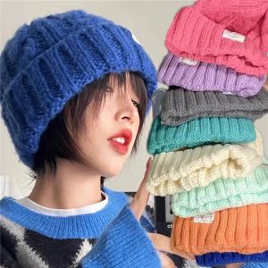 2026 Korean Women Knitted Wild in Autumn and Winter Beanie Hats Fashion Knit Cap Fashion Warm Wool Girls Cap Bonnet Winter Twist Female Bonnet