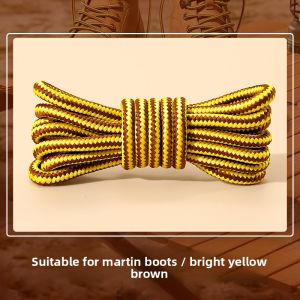 FUYOU | Round Shoelaces for Timberland Boots Black Yellow Coarse Anti-Slip