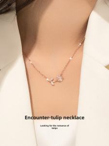 Tulip Silver Necklace Womens Style Pure Silver Birthday Gift for Girlfriend Fashionable Jewelry Fresh out New Design 2022