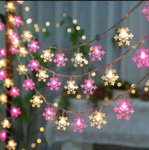 10/20/40LED Snowflake String Lights Battery Operated Indoor Outdoor Garden Party Garland Fairy Lights Xmas Christmas Tree Decor