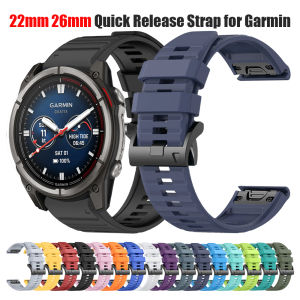 QuickFit Silicone 22mm 26mm Strap for Garmin Quatix 8/Fenix 8 E 7 7X Watch Band Forerunner 975 965/Tactix 8/Instinct 3 Bracelet