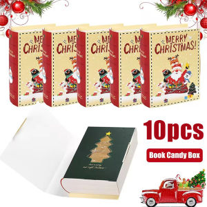 กล่องกระดาษห่อของขวัญรูปซานตาคลอสกล่องของขวัญคริสต์มาส10/5ชิ้นทรงกล่องเครื่องตกแต่งหนังสือประกอบแบบทำมือสำหรับของขวัญขนมของเล่นกล่องคุกกี้