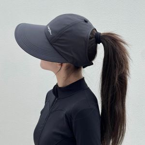 Large Brim Sun Hat Womens Baseball Cap Fast-Drying Peaked Hat Anti-Uv Breathable Empty Top Ponytail Sun Caps